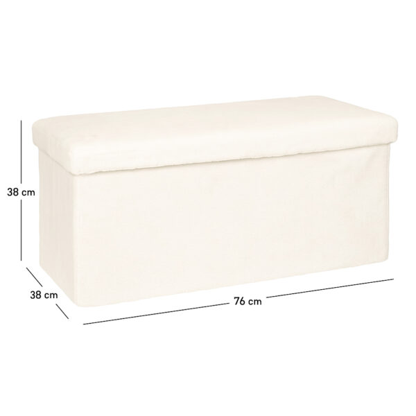 Taburet pliabil Atmosphera Ezzio cu depozitare, 76x38x38 cm, blana artificiala, alb - imagine 4
