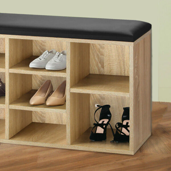 Banca depozitare pantofi 5Five, pentru 8 perechi, sezut tapitat, rafturi detasabile, 105x34x49 cm, bej - imagine 5