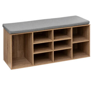 Banca depozitare pantofi 5Five, pentru 8 perechi, sezut tapitat, rafturi detasabile, 105x34x49 cm, bej