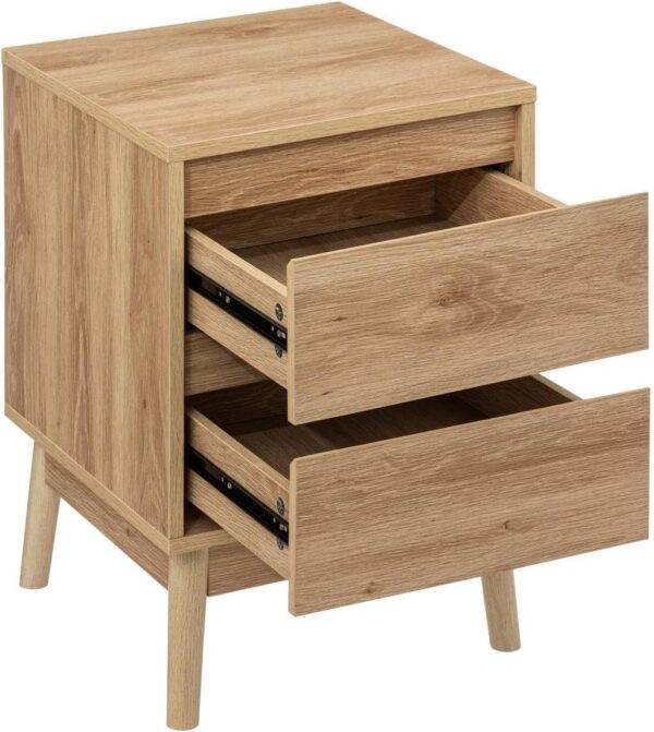 Noptiera 5Five Abana cu 2 sertare, PAL, finisaj stejar, 40x40x56 cm, bej - imagine 5
