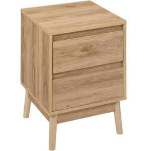 Noptiera 5Five Abana cu 2 sertare, PAL, finisaj stejar, 40x40x56 cm, bej