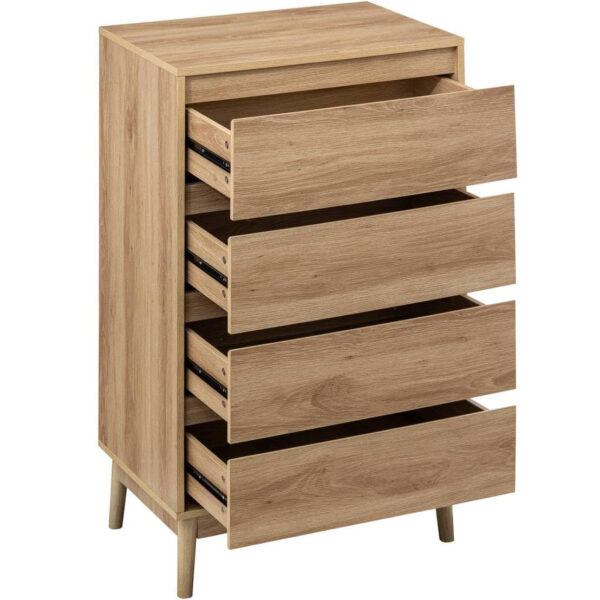 Noptiera Abana cu 4 sertare, PAL si MDF, 60x40x107 cm, bej - imagine 3