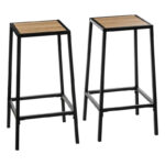 Set 2 scaune bar 5Five Aliaj din otel, 32x32x71 cm, negru