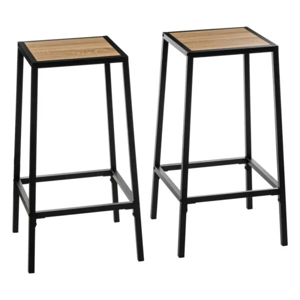 Set 2 scaune bar 5Five Aliaj din otel, 32x32x71 cm, negru