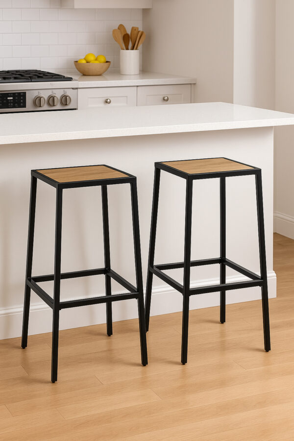 Set 2 scaune bar 5Five Aliaj din otel, 32x32x71 cm, negru - imagine 3