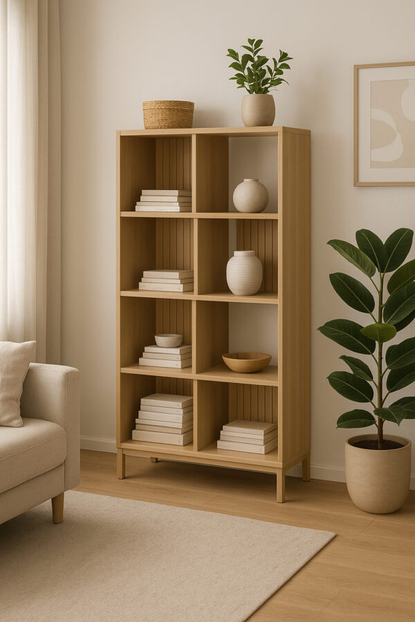 Biblioteca 5Five Tasso cu 5 rafturi, PAL, 63x30x159 cm, bej - imagine 6