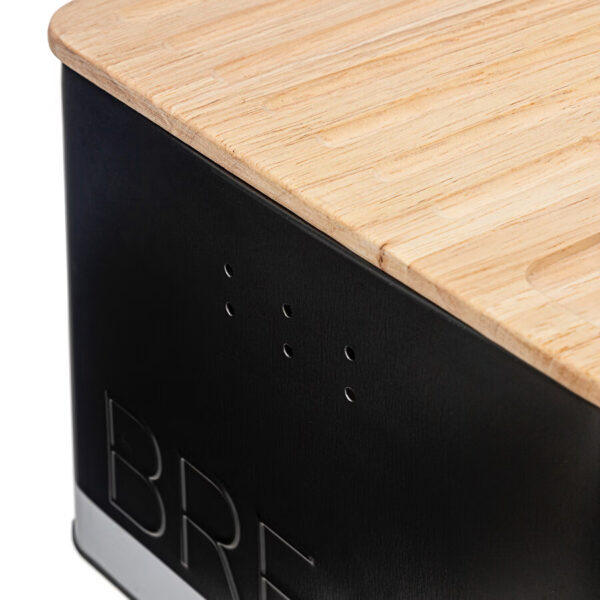 Cutie paine 5Five Color Edition cu capac din lemn, include cutit, 33x21x15 cm, negru - imagine 7