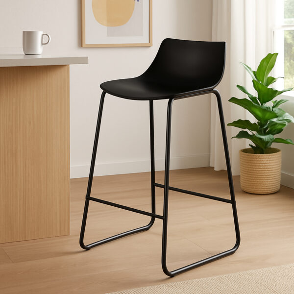 Scaun bar Atmosphera Otac, 47x49x83 cm, polipropilena si metal, negru - imagine 2