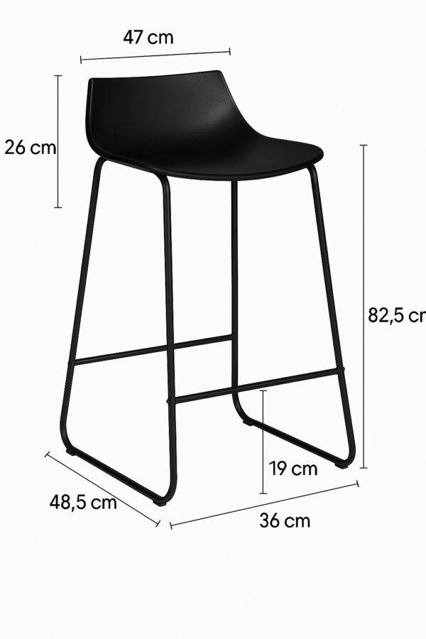 Scaun bar Atmosphera Otac, 47x49x83 cm, polipropilena si metal, negru - imagine 6