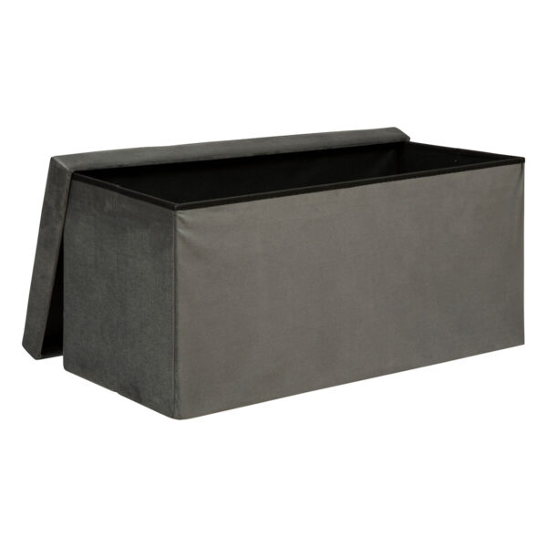 Taburet pliabil Atmosphera Lilou cu spatiu depozitare 80L, 76x38x38 cm, gri - imagine 2
