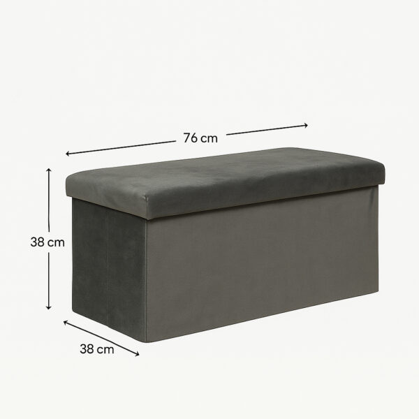 Taburet pliabil Atmosphera Lilou cu spatiu depozitare 80L, 76x38x38 cm, gri - imagine 3
