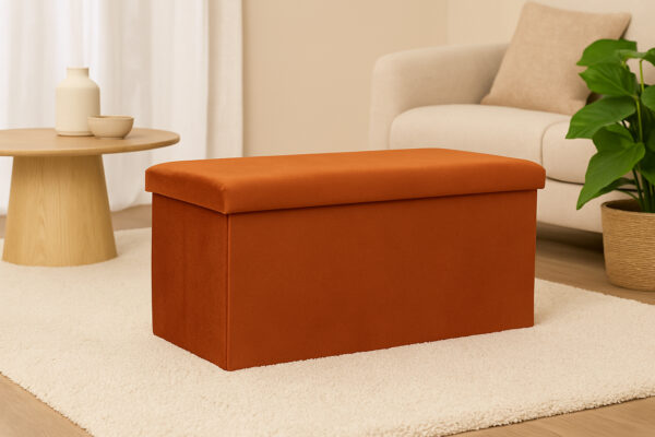 Taburet pliabil Atmosphera Lilou cu spatiu depozitare 80L, 76x38x38 cm, ambre - imagine 6