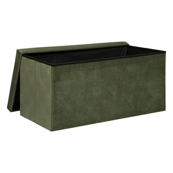 Taburet pliabil Atmosphera Lilou cu spatiu depozitare 80L, 76x38x38 cm, verde khaki - imagine 2