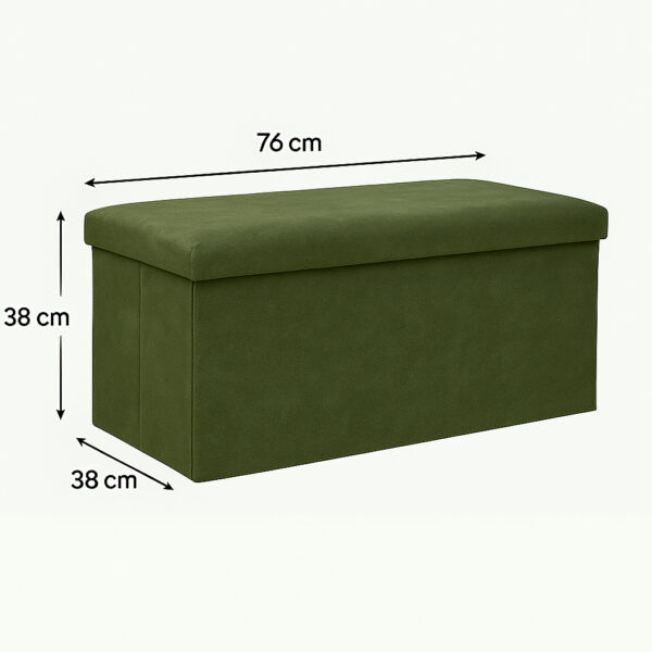 Taburet pliabil Atmosphera Lilou cu spatiu depozitare 80L, 76x38x38 cm, verde khaki - imagine 7
