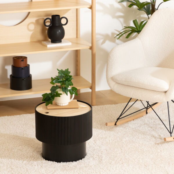 Masuta cafea Atmosphera Enola cu spatiu depozitare, MDF, 39x35 cm, negru - imagine 2