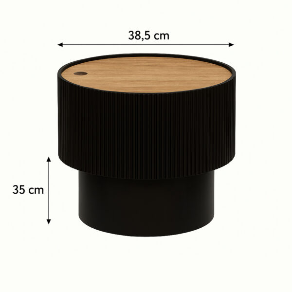 Masuta cafea Atmosphera Enola cu spatiu depozitare, MDF, 39x35 cm, negru - imagine 5