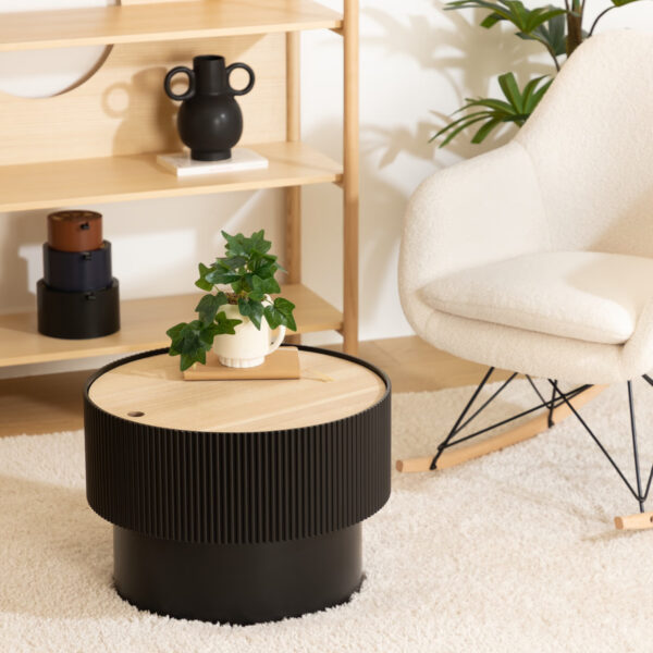 Masuta cafea Atmosphera Enola cu spatiu depozitare, MDF, 55x38 cm, negru - imagine 3