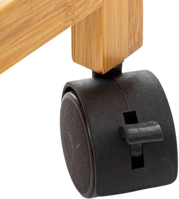 Cos rufe 5Five Bambou pe roti, cadru bambus, 52 litri, 55x28x80 cm, bej - imagine 3
