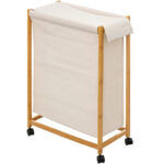 Cos rufe 5Five Bambou pe roti, cadru bambus, 52 litri, 55x28x80 cm, bej