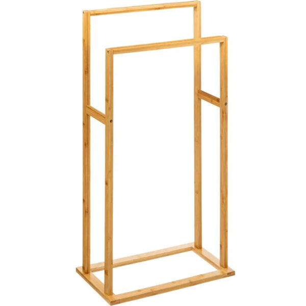 Suport prosoape 5Five Bamboo, 2 brate, bambus, 42x24x82 cm, maro