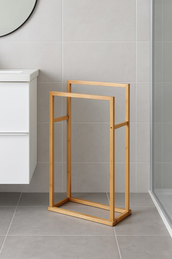 Suport prosoape 5Five Bamboo, 2 brate, bambus, 42x24x82 cm, maro - imagine 4