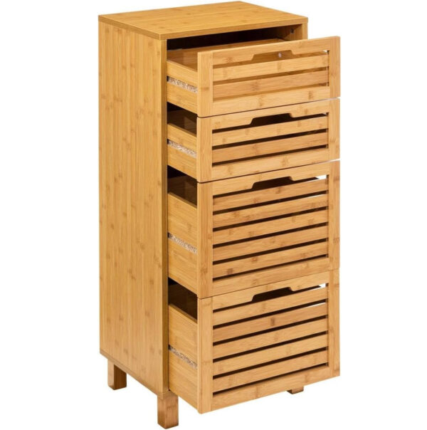 Comoda 5Five Sicela cu 4 sertare, bambus, 40x30x98 cm, natur - imagine 4