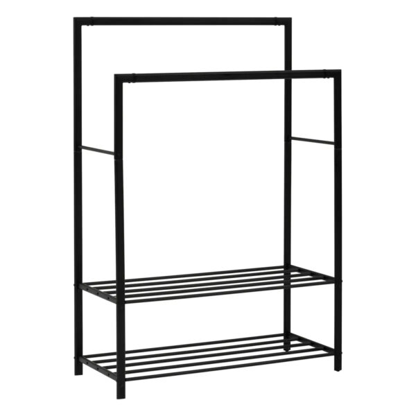 Suport haine 5Five Strongy cu bara dubla si roti, otel, 117x50x170 cm, negru