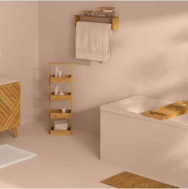 Etajera 5Five Tidy Box cu 4 rafturi, bambus, 35x33x144 cm, natur - imagine 2