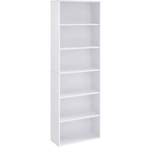 VASAGLE Biblioteca 6 rafturi, in stil scandinav, rafturi ajustabile, PAL, 60x24x179 cm, alb