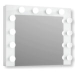Oglinda machiaj cu 12 becuri LED, lumina neutra, 80x10x65 cm, alb