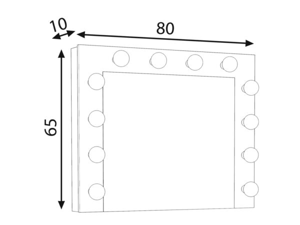 Oglinda machiaj cu 12 becuri LED, lumina neutra, 80x10x65 cm, alb - imagine 4