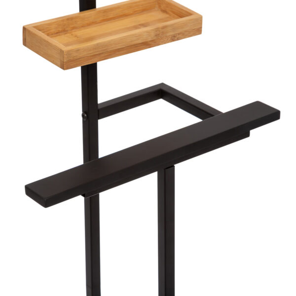 Suport haine valet 5Five Bamboo din otel si bambus, 44x22x114 cm, negru - imagine 4