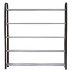 Etajera pantofi 5Five din metal si plastic, 4 niveluri pentru 16 perechi, 70x19x76 cm, negru