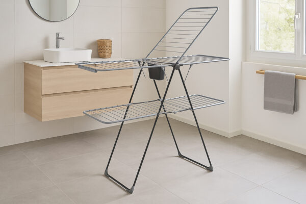 Suport rufe pliabil Atmosphera Mojave cu aripi, otel, 125x60x160 cm, gri - imagine 6