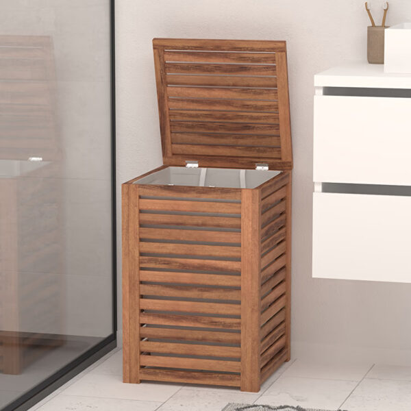 Cos rufe 65L 5Five Acacia din lemn de acacia, 40x40x60 cm, natur - imagine 3