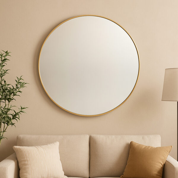 Oglinda rotunda Atmosphera Alice, rama aluminiu subtire, 76 cm, auriu - imagine 5