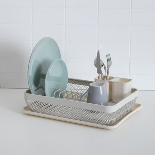 Suport vase 5Five Mayaj cu 1 nivel, otel si plastic, 43x32x13 cm, bej - imagine 5