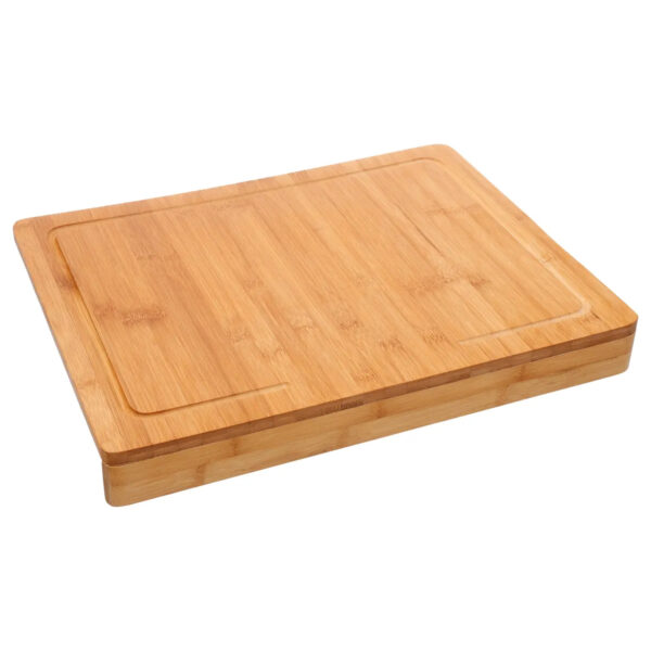 Tocator bucatarie 5Five Bamboo cu sant de colectare, bambus, 45x34 cm, natur