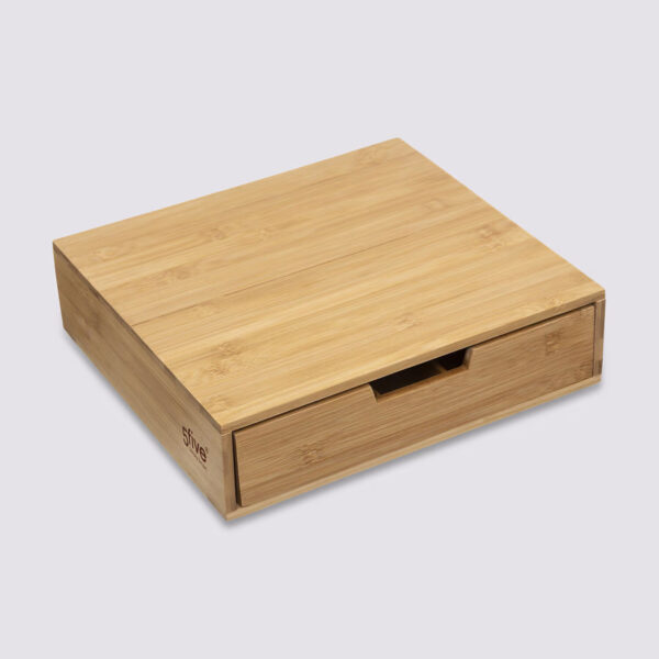 Suport capsule 5Five din bambus cu sertar mare si separatoare detasabile, 35x31x8 cm, natur - imagine 2