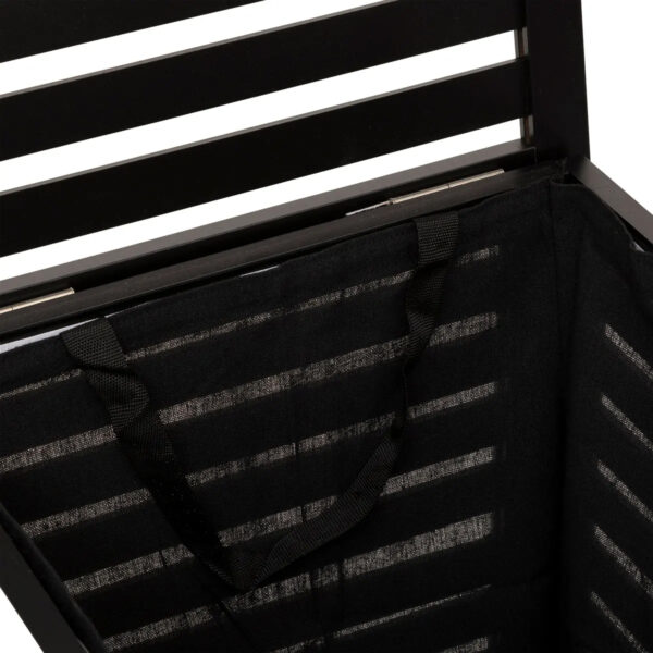 Cos rufe 5Five Sicela din lemn MDF, capacitate 65 litri, 40x40x58 cm, negru - imagine 3