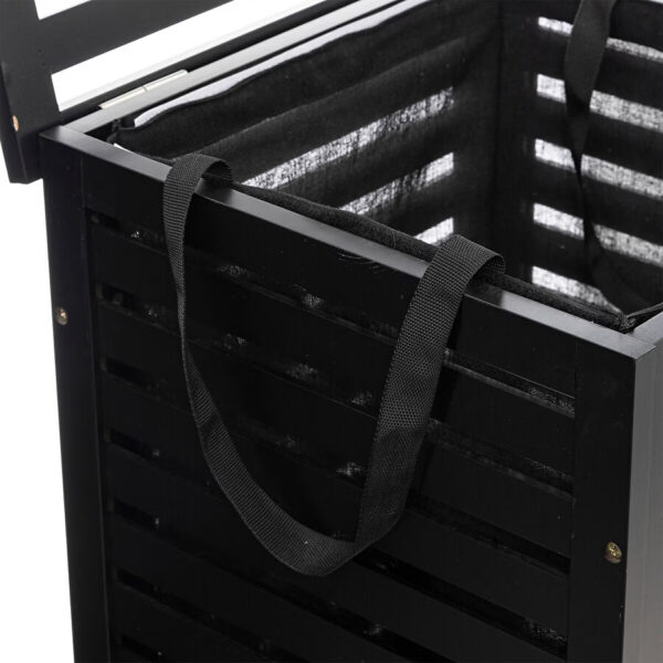Cos rufe 5Five Sicela din lemn MDF, capacitate 65 litri, 40x40x58 cm, negru - imagine 4