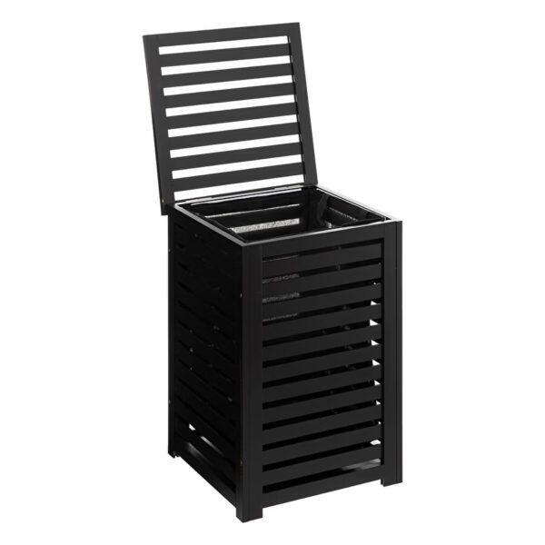 Cos rufe 5Five Sicela din lemn MDF, capacitate 65 litri, 40x40x58 cm, negru - imagine 5