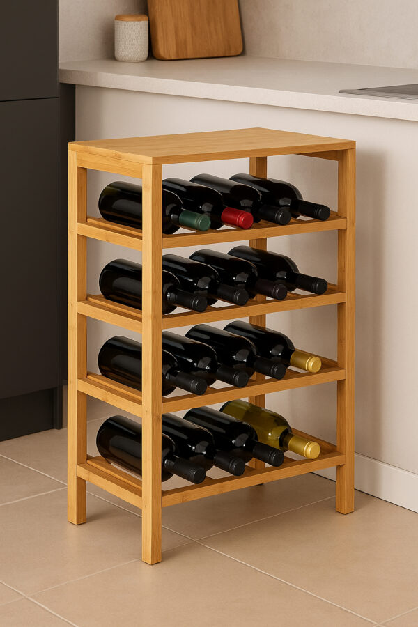 Raft sticle de vin Linha din bambus pentru 12 sticle, 35x24x47 cm, natur - imagine 4