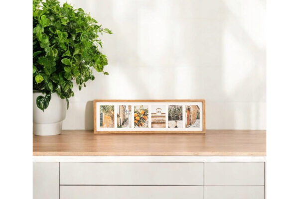 Rama foto Atmosphera Milea pentru 6 poze 10x15 cm, lemn hevea, 21x70 cm, natur - imagine 4