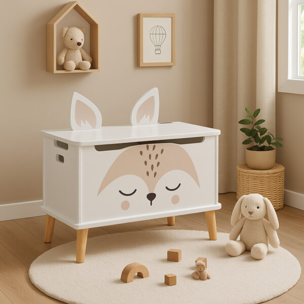 Lada depozitare Atmosphera for kids Renard, 53x33x55 cm, MDF cu picioare lemn, alb - imagine 7