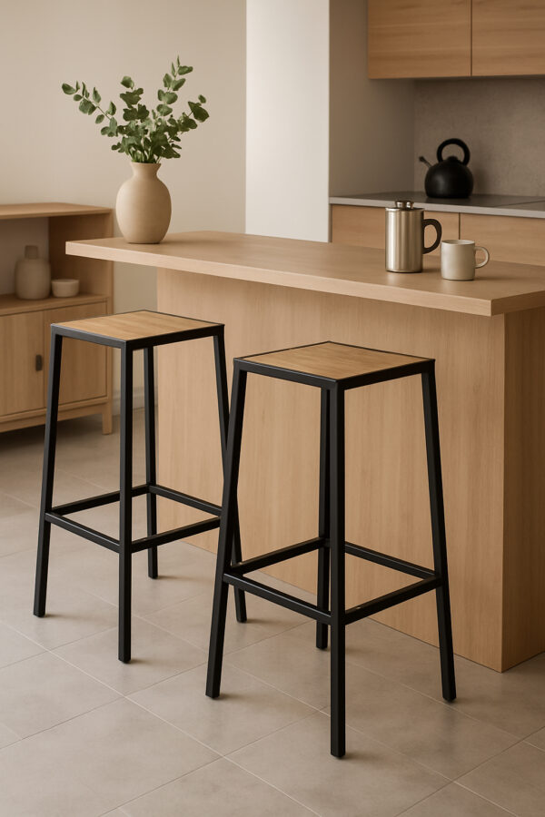 Set 2 scaune bar 5Five Aliaj din otel, 32x32x71 cm, negru - imagine 4