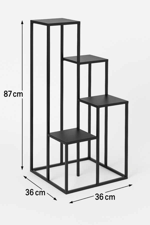 Suport plante Atmosphera cu 4 niveluri, structura metalica, 36x36x87 cm, negru - imagine 2