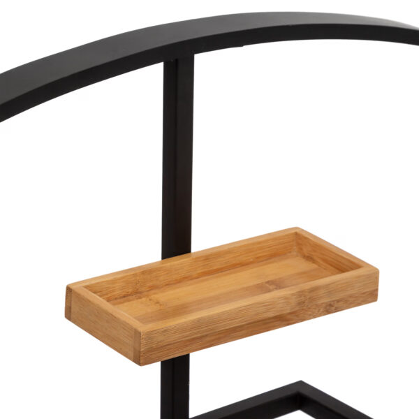 Suport haine valet 5Five Bamboo din otel si bambus, 44x22x114 cm, negru - imagine 3