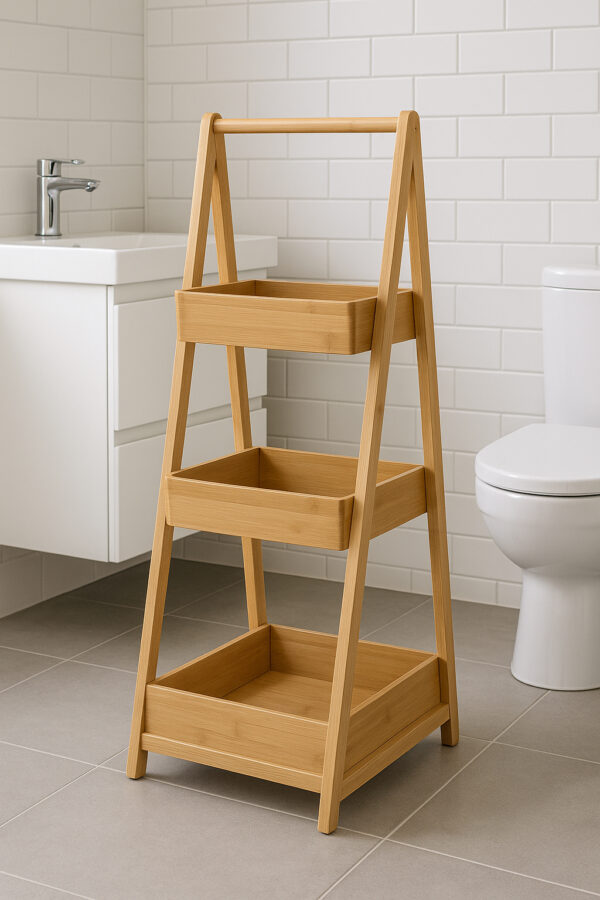 Etajera 5Five Green Harmony 3 niveluri, din bambus, 30x25x78 cm, maro natur - imagine 5