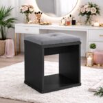 Taburet pentru masuta de toaleta cu sezut confortabil, 30x30x42 cm, negru